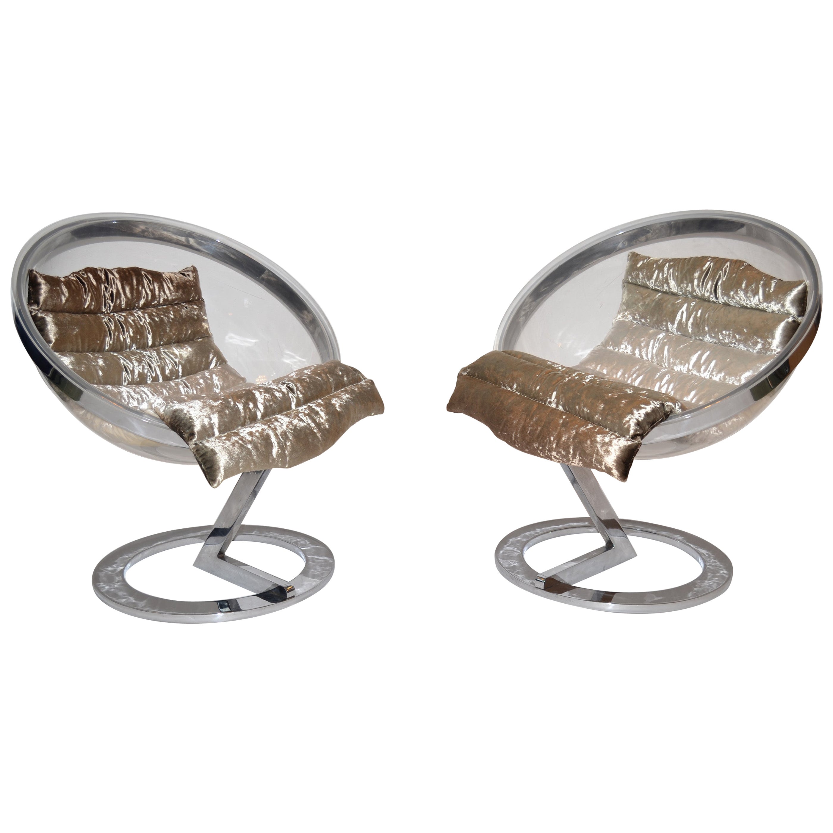 Paar Space Age-Loungesessel aus Acrylstahl mit Blasenform in der Art von Daninos, Italien