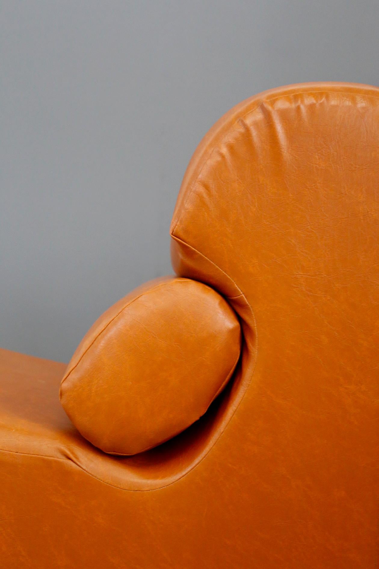 Late 20th Century Pair of Space Age Armchair in Semi-Skin Brown, 1970s