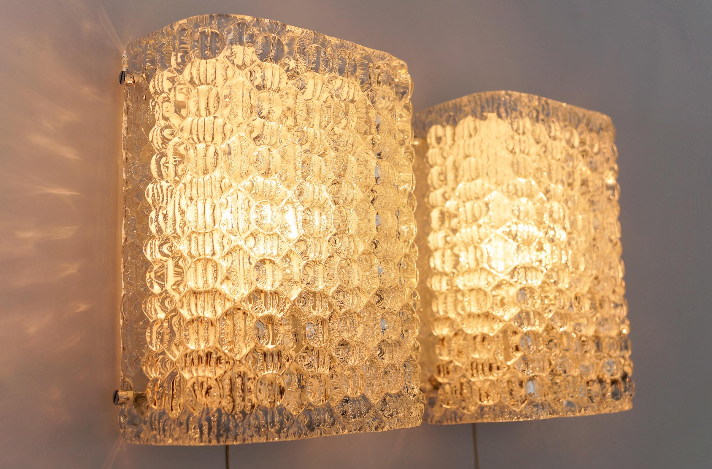 Pair of Space Age Bubble Glass Wall Lights, 1970s For Sale 7