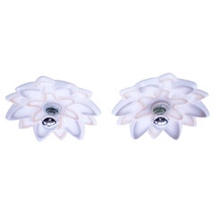 Pair of Space Age Ceramic Flower Wall or Ceiling Lamps, 1960s Germany