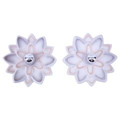 Pair of Space Age Ceramic Flower Wall or Ceiling Lamps, 1960s Germany