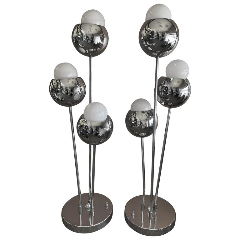 Pair of Space Age Chrome Table Lamps by Torino at 1stDibs | space lamps