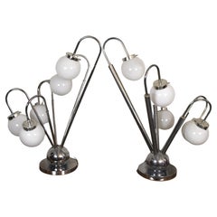 Paire de lampes de bureau chromées de l'ère spatiale