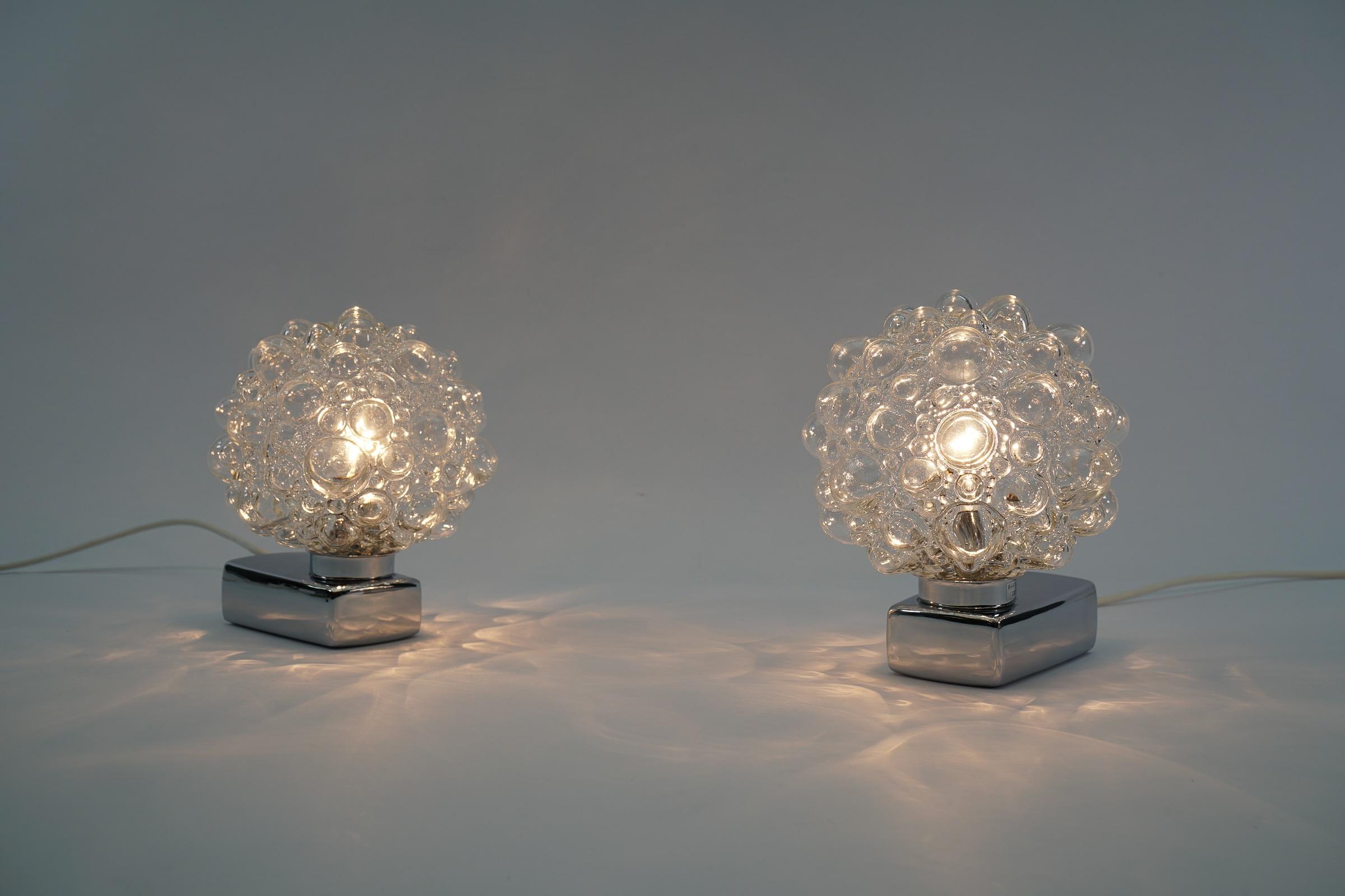 Metal Pair of Space Age Chrome Wall Lamps by Helena Tynell, 1970s For Sale