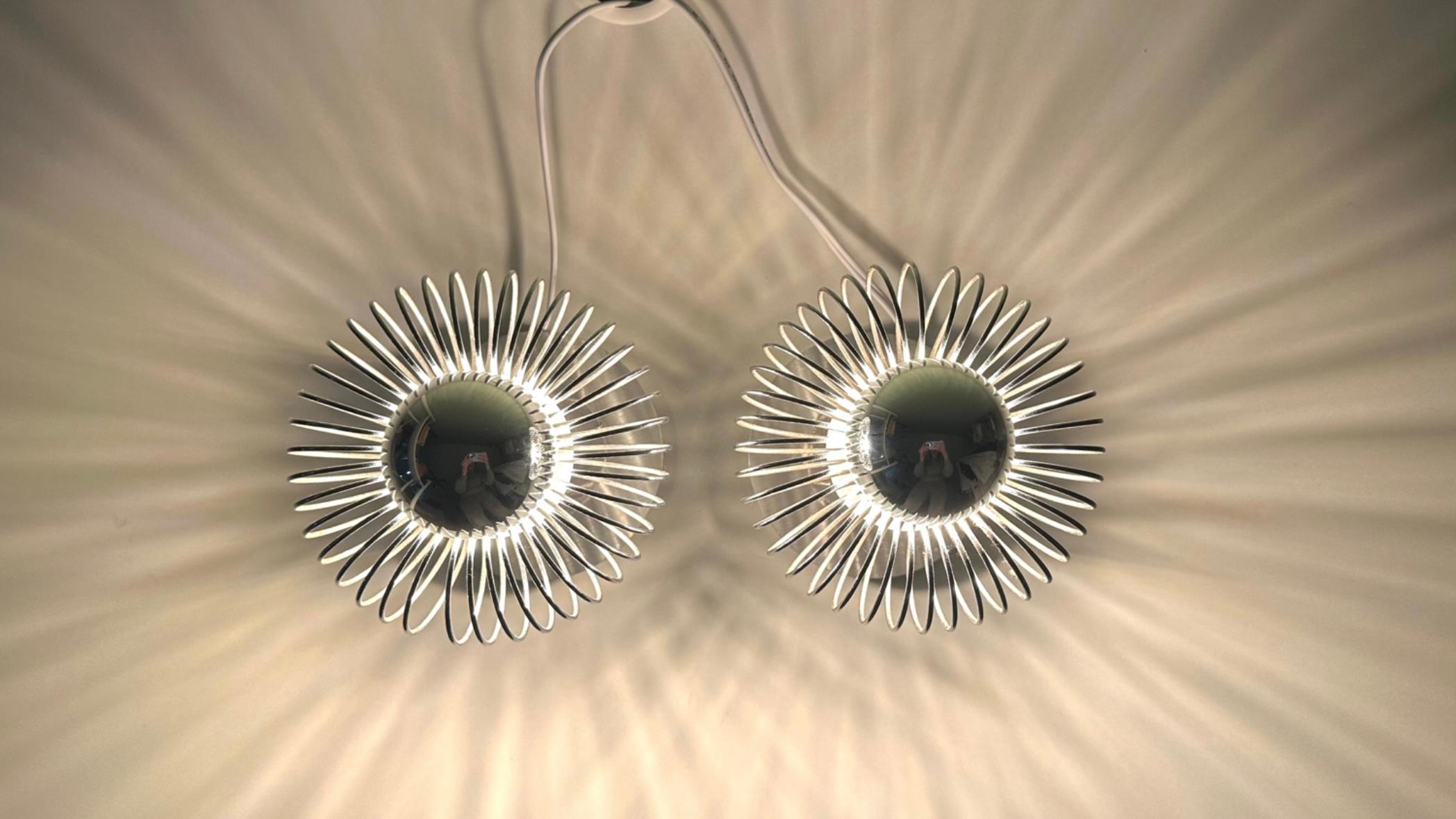 Pair of Space Age Chrome Wall or Flush Mount Ceiling Lights by Philippe Rogier For Sale 4