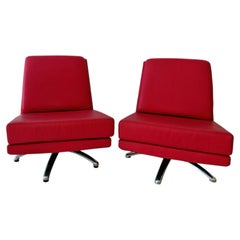 Pair of Italian Space Age Swivel Lounge Chairs by Cofemo 1980s