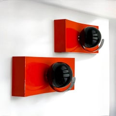 Pair of Space Age Design Coat Hooks by Luci Milano in Orange, 1970s