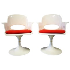 Pair of Space Age Fiberglass Armchairs in Tulip Form
