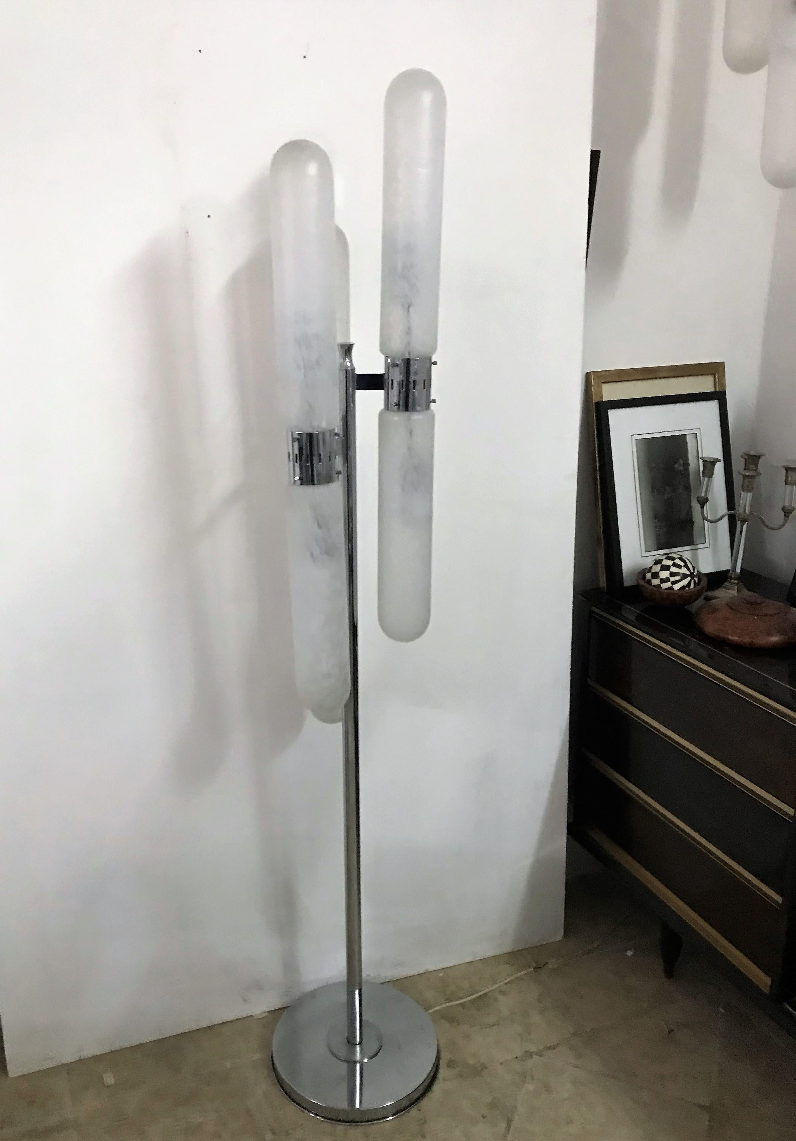 Paire de lampadaires de l'ère spatiale en verre de Murano par Aldo Nason pour Mazzega 3