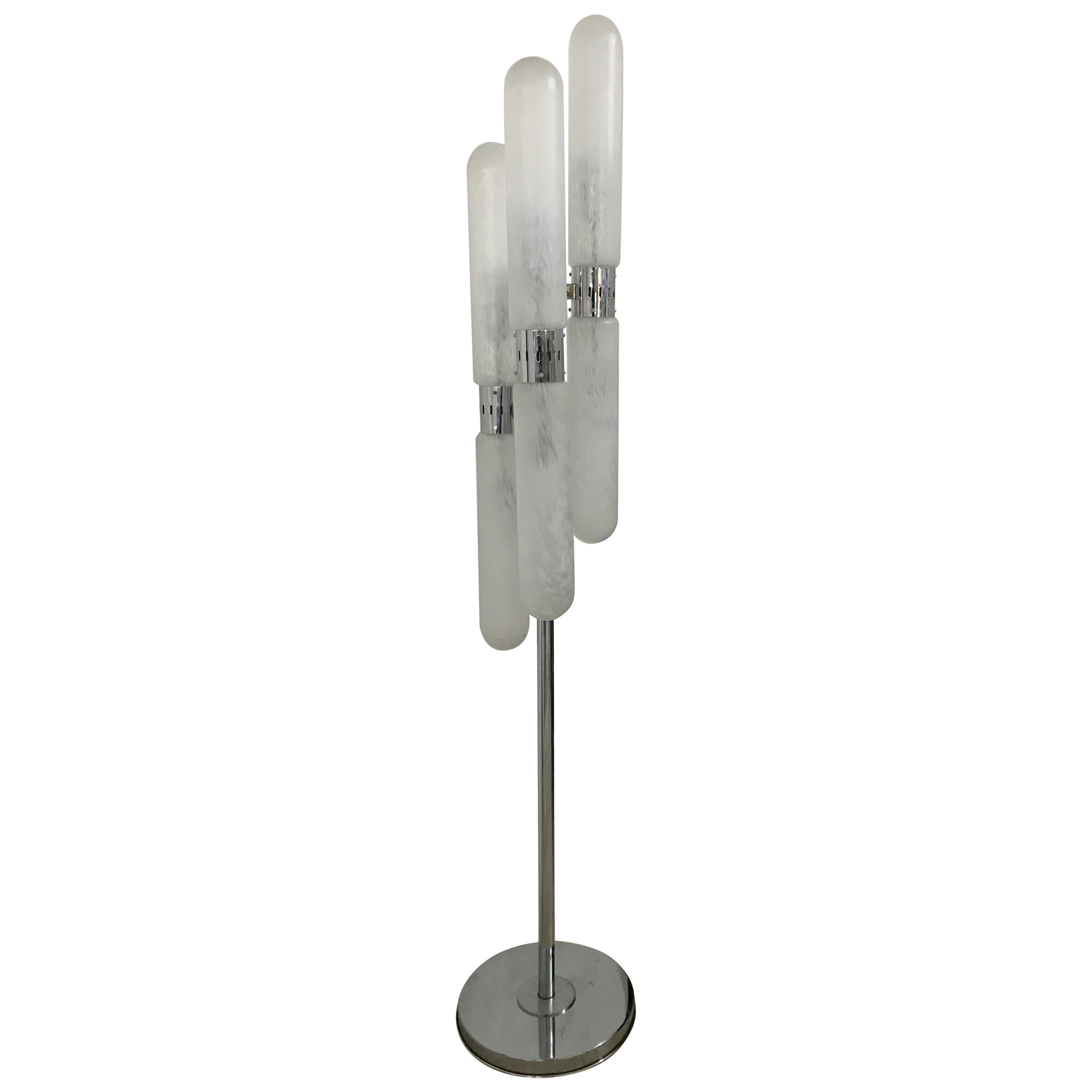 Pair of Space Age Floor Lamps by Aldo Nason for Mazzega in Murano Glass For Sale