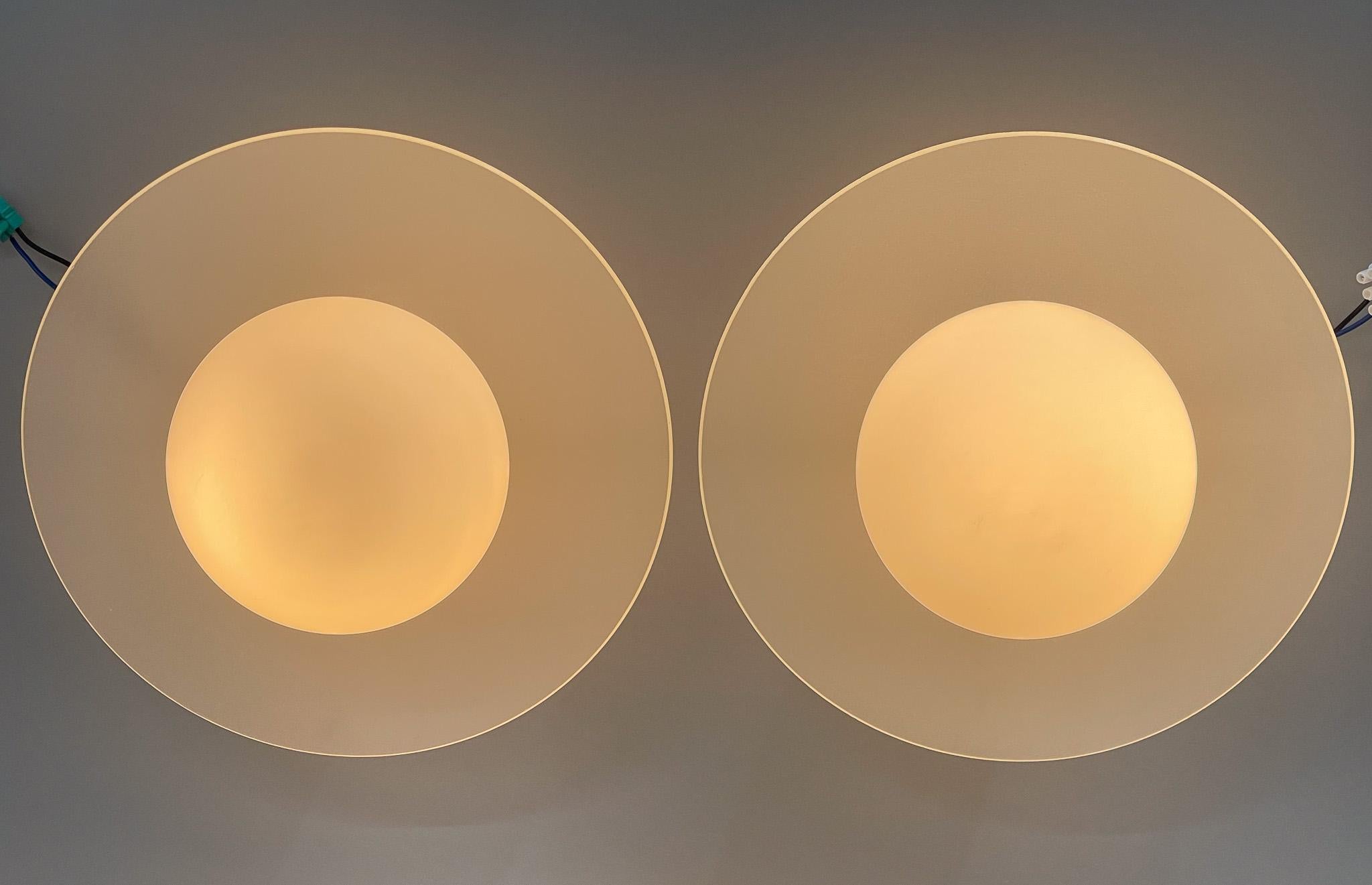 20th Century Pair of Space Age Glass & Ceramic Ceiling Lights, 1950's