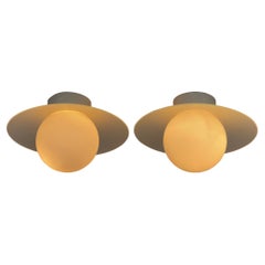 Pair of Space Age Glass 
Ceramic Ceiling Lights, 1950
s