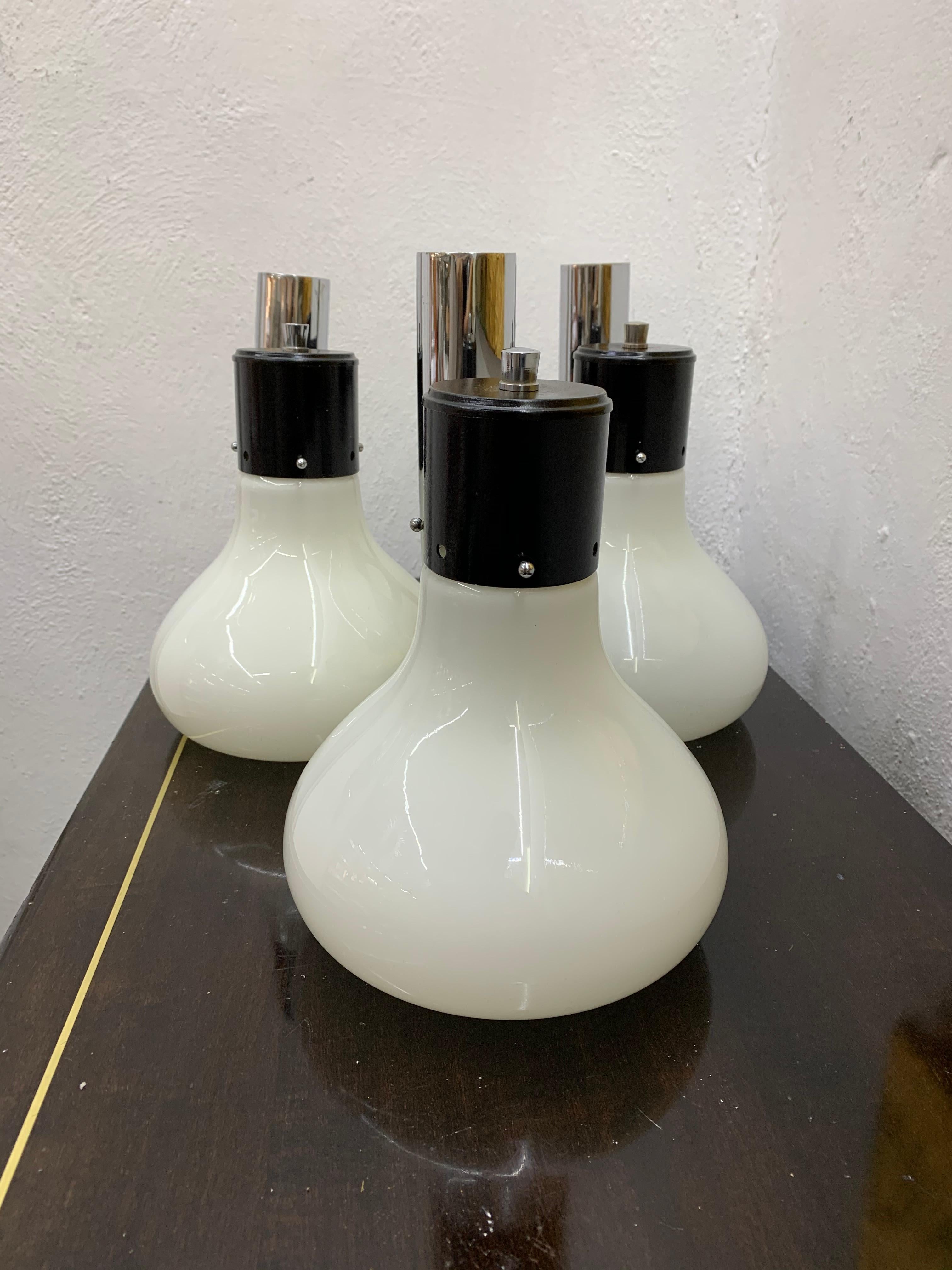 Late 20th Century 3 Space Age Leucos Sconces in Brass and Murano Glass, circa 1970