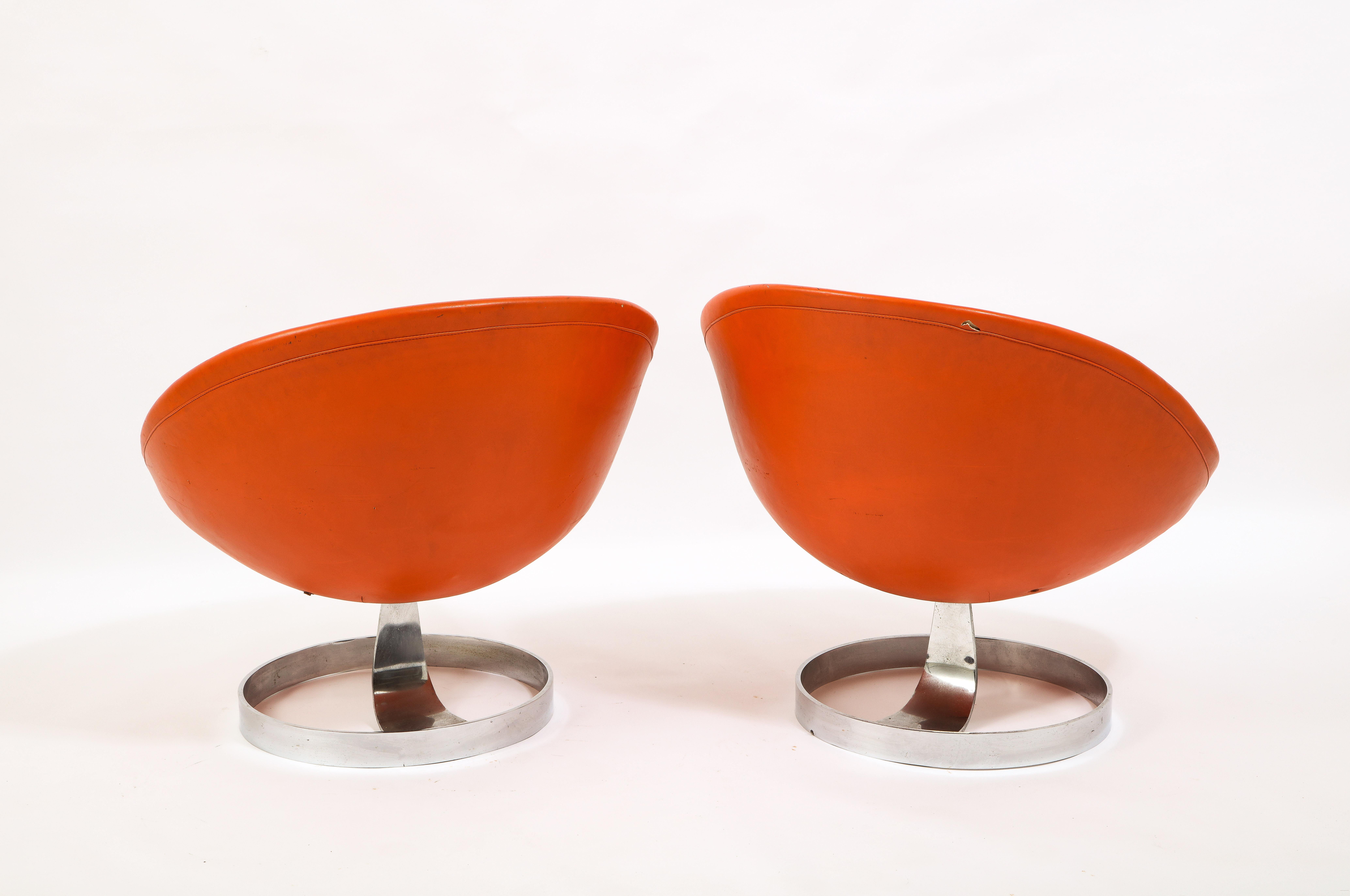 Faux Leather Maurice Calka Pair of Space Age K1 Lounge Chairs, France 1970's For Sale