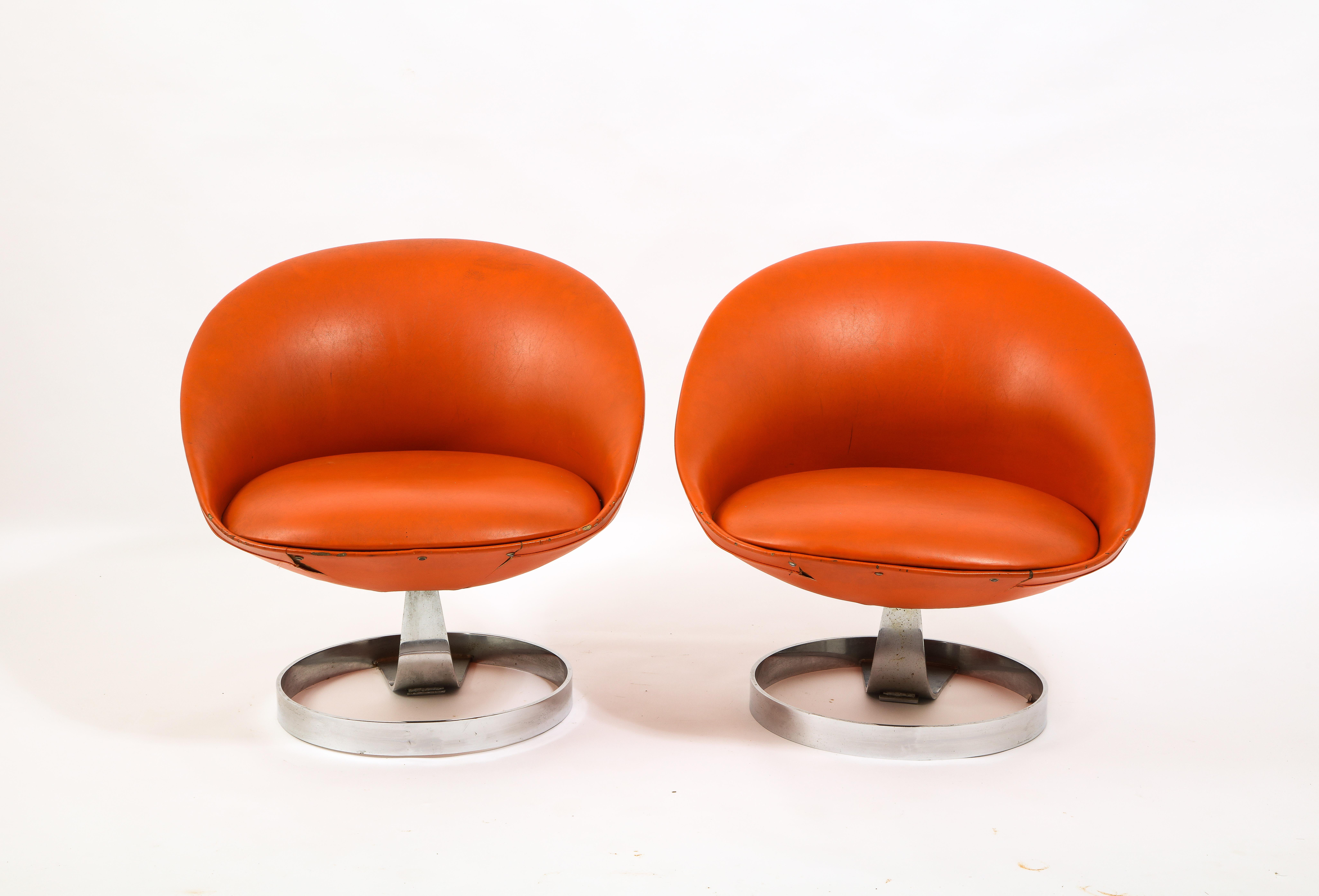 20th Century Maurice Calka Pair of Space Age K1 Lounge Chairs, France 1970's For Sale