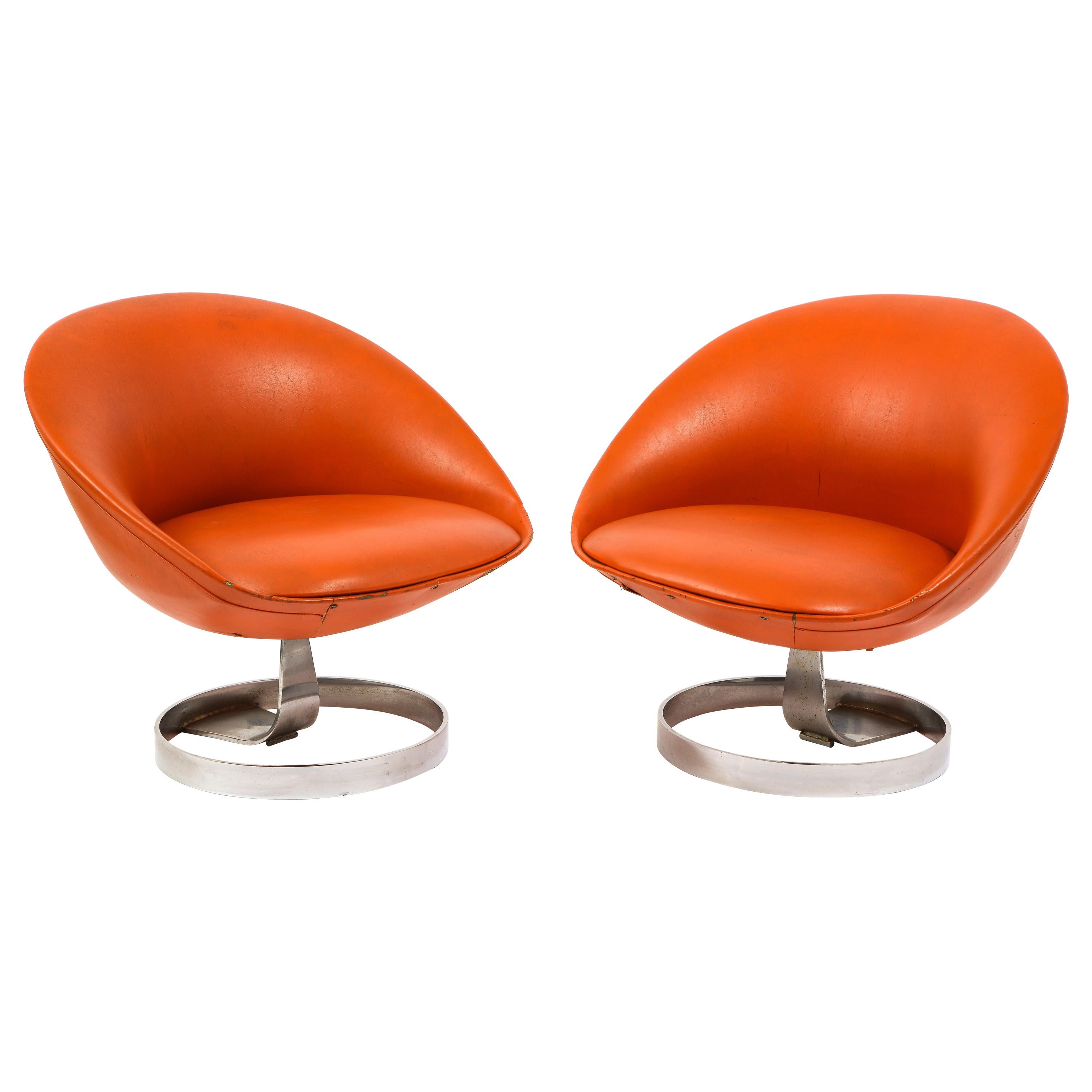 Maurice Calka Pair of Space Age K1 Lounge Chairs, France 1970's