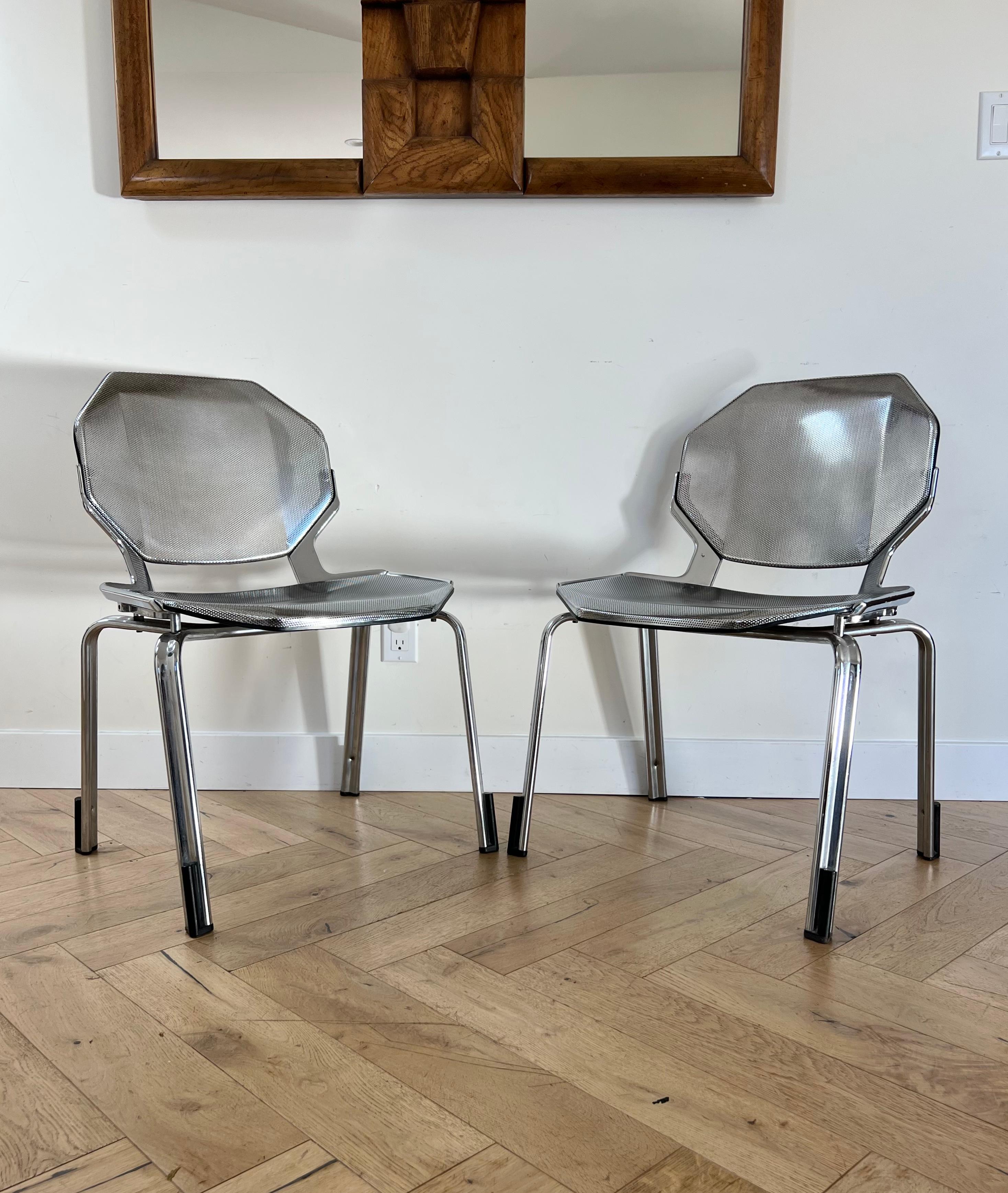 Pair of Space-Age Metal Chairs After Fröscher, 1970s 5