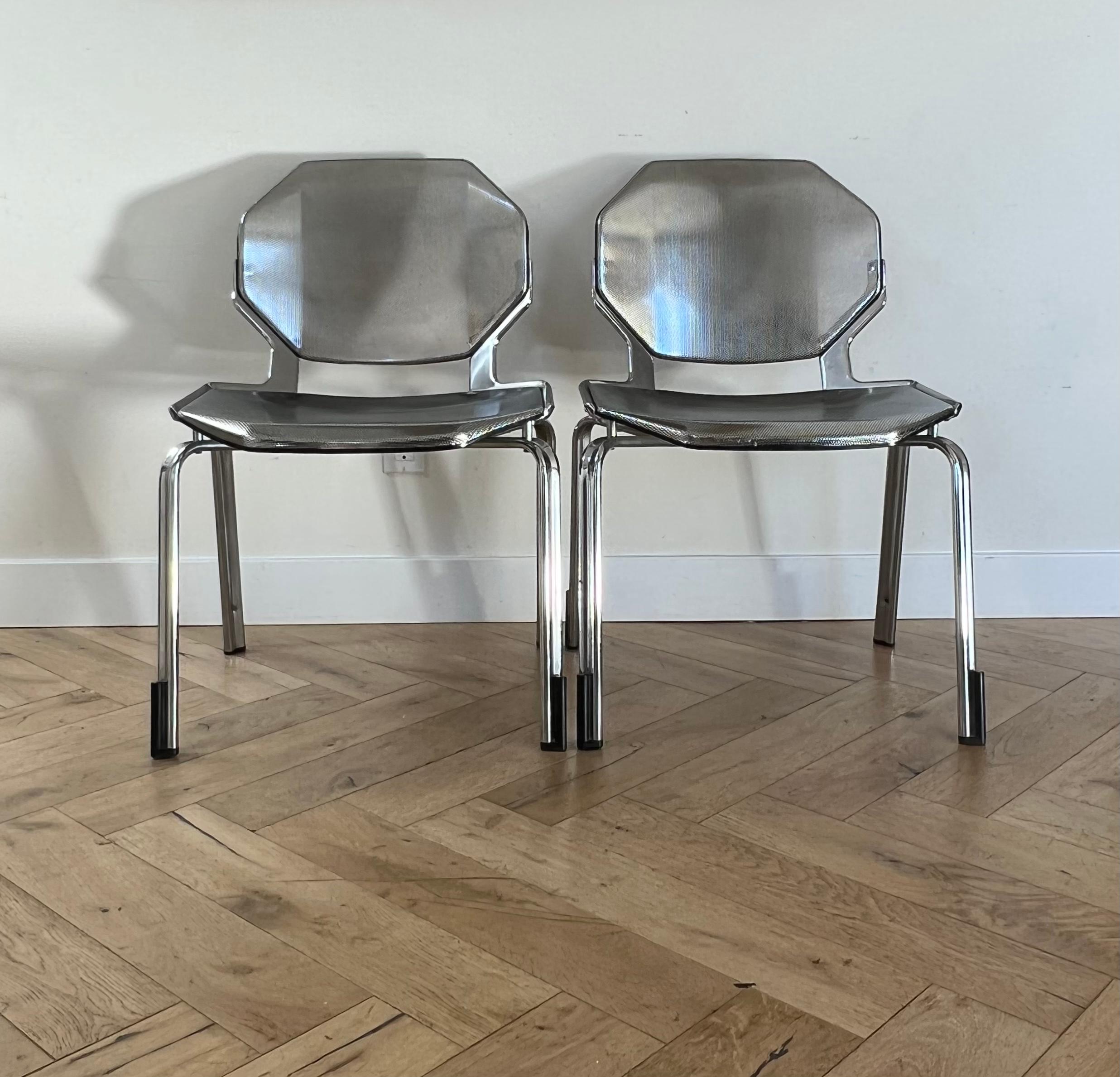 Pair of Space-Age Metal Chairs After Fröscher, 1970s 9