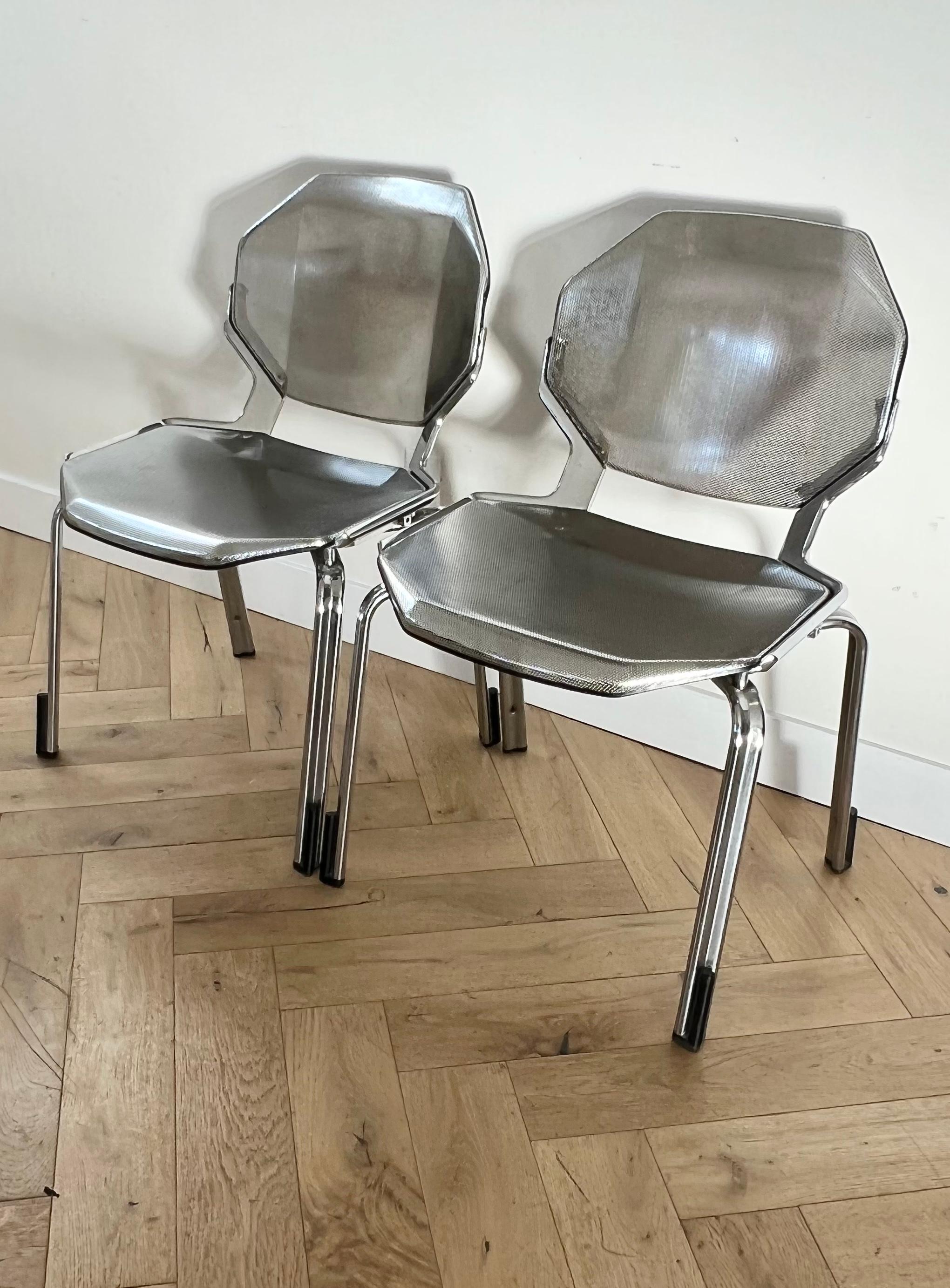 Pair of Space-Age Metal Chairs After Fröscher, 1970s In Good Condition In View Park, CA