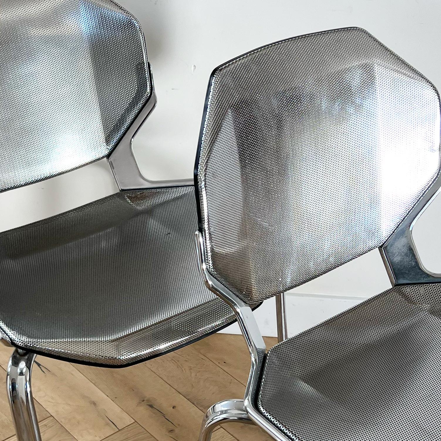 Steel Pair of Space-Age Metal Chairs After Fröscher, 1970s