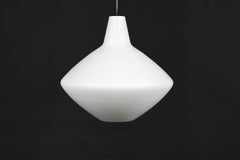 Pair of Space Age Opaline Glass Pendants by Lisa Johansson-Pape for ASEA Sweden