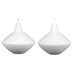 Pair of Space Age Opaline Glass Pendants by Lisa Johansson-Pape for ASEA Sweden