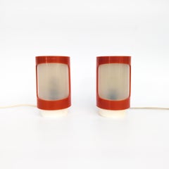 Pair of space age red plastic table lamps by Elektrosvit, 1960s