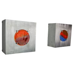 Pair of space-age sconces, fusing glass, Germany, 1970