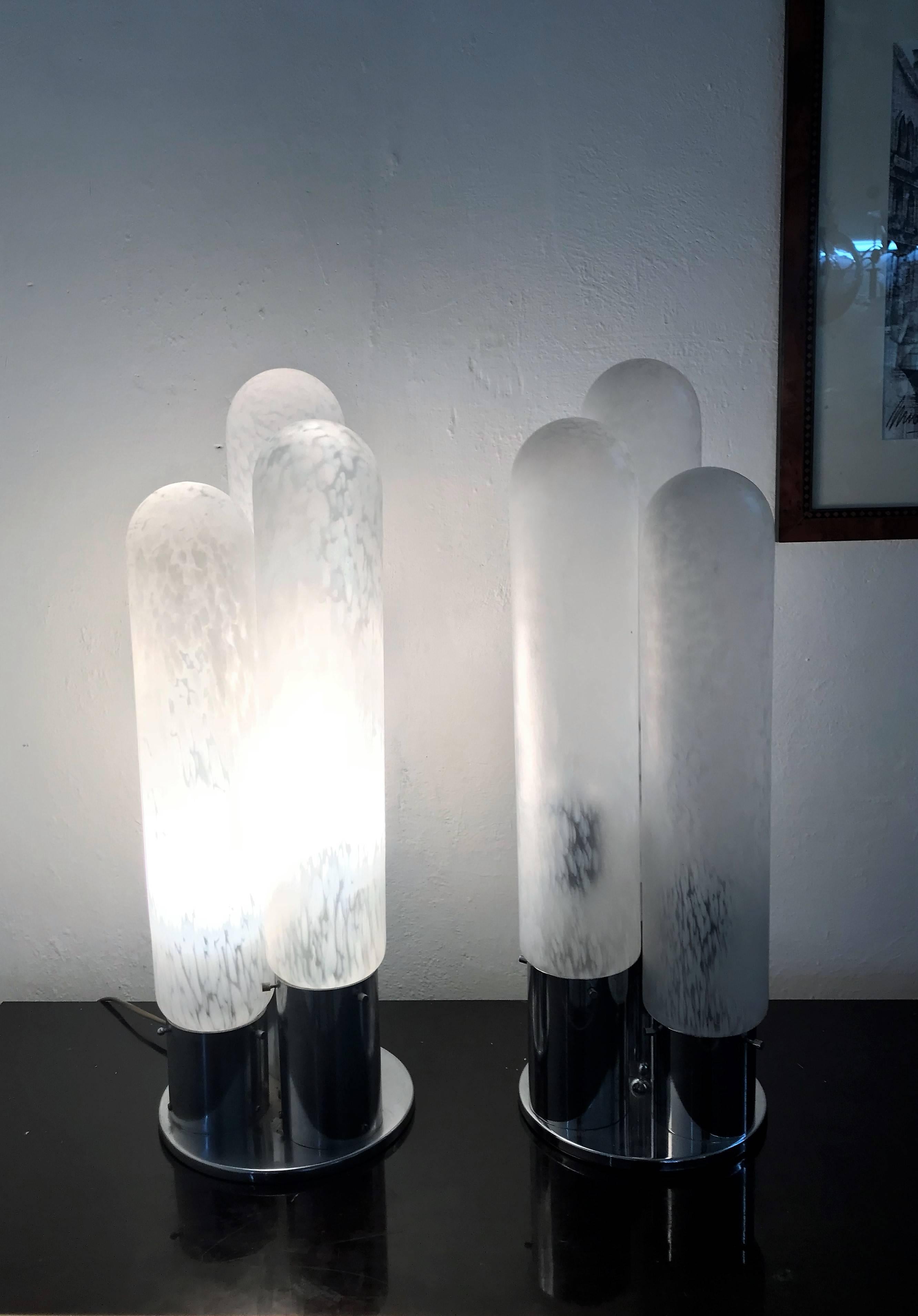 Late 20th Century Pair of Space Age Table Lamps by Aldo Nason for Mazzega, Murano Glass For Sale