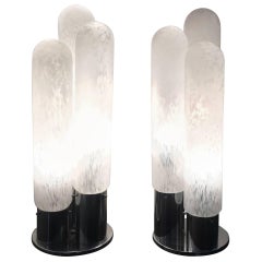 Pair of Space Age Table Lamps by Aldo Nason for Mazzega, Murano Glass