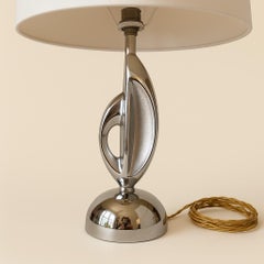 Pair of "Space Age" Table Lamps in Copper and Chrome Metal, 1970s.