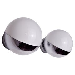 Pair of Space-age wall lights by Marca SL, white opaline, Spain, 1960