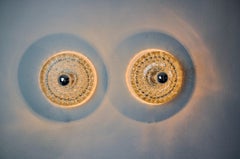 Coppia di lampade da parete Space-age di Peill & Putzler in vetro soffiato di Murano Germania 1970