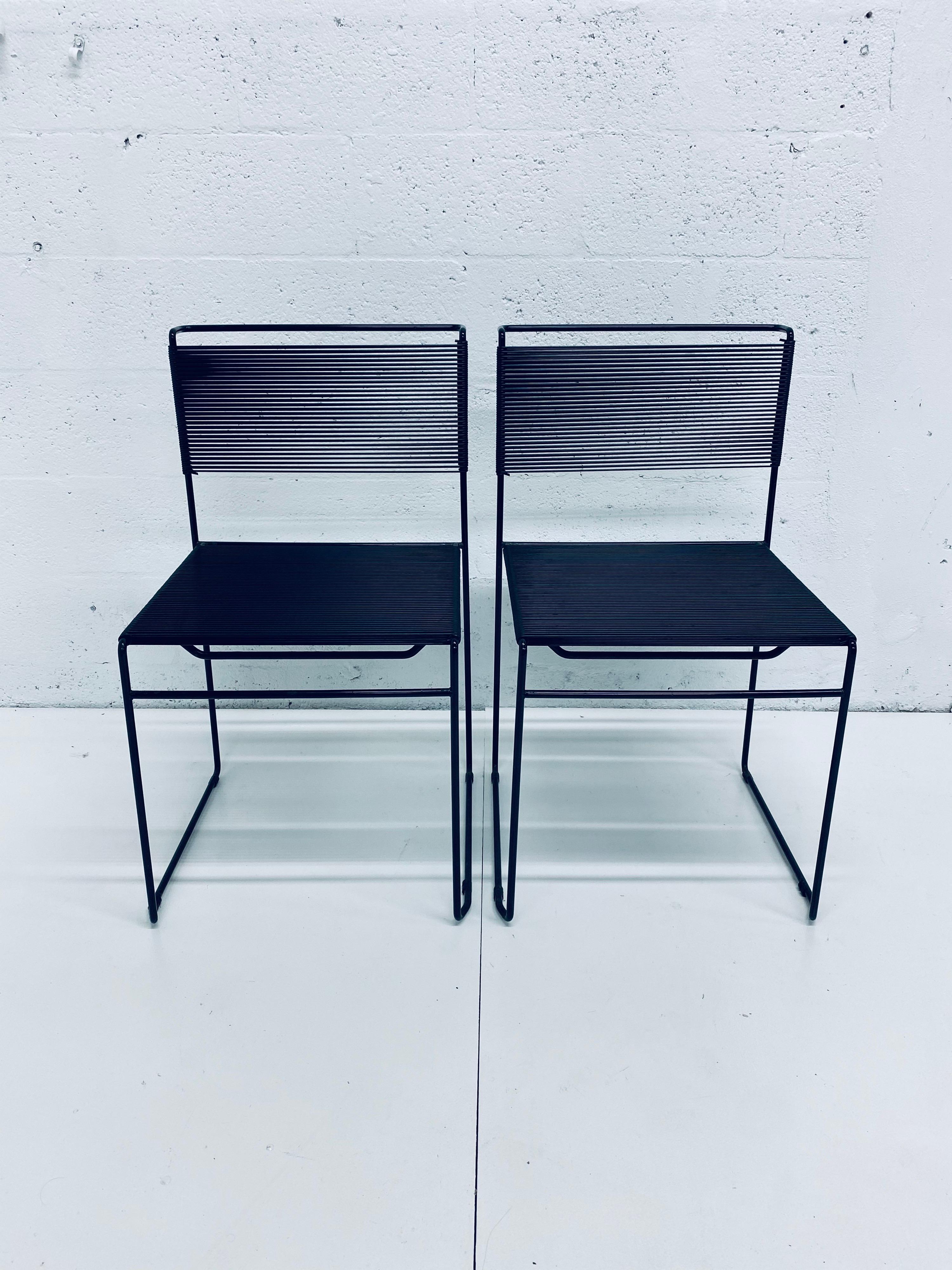 Pair of Black Spaghetti Chairs by Giandomenico Belotti for FlyLine, Italy, 1970s 11