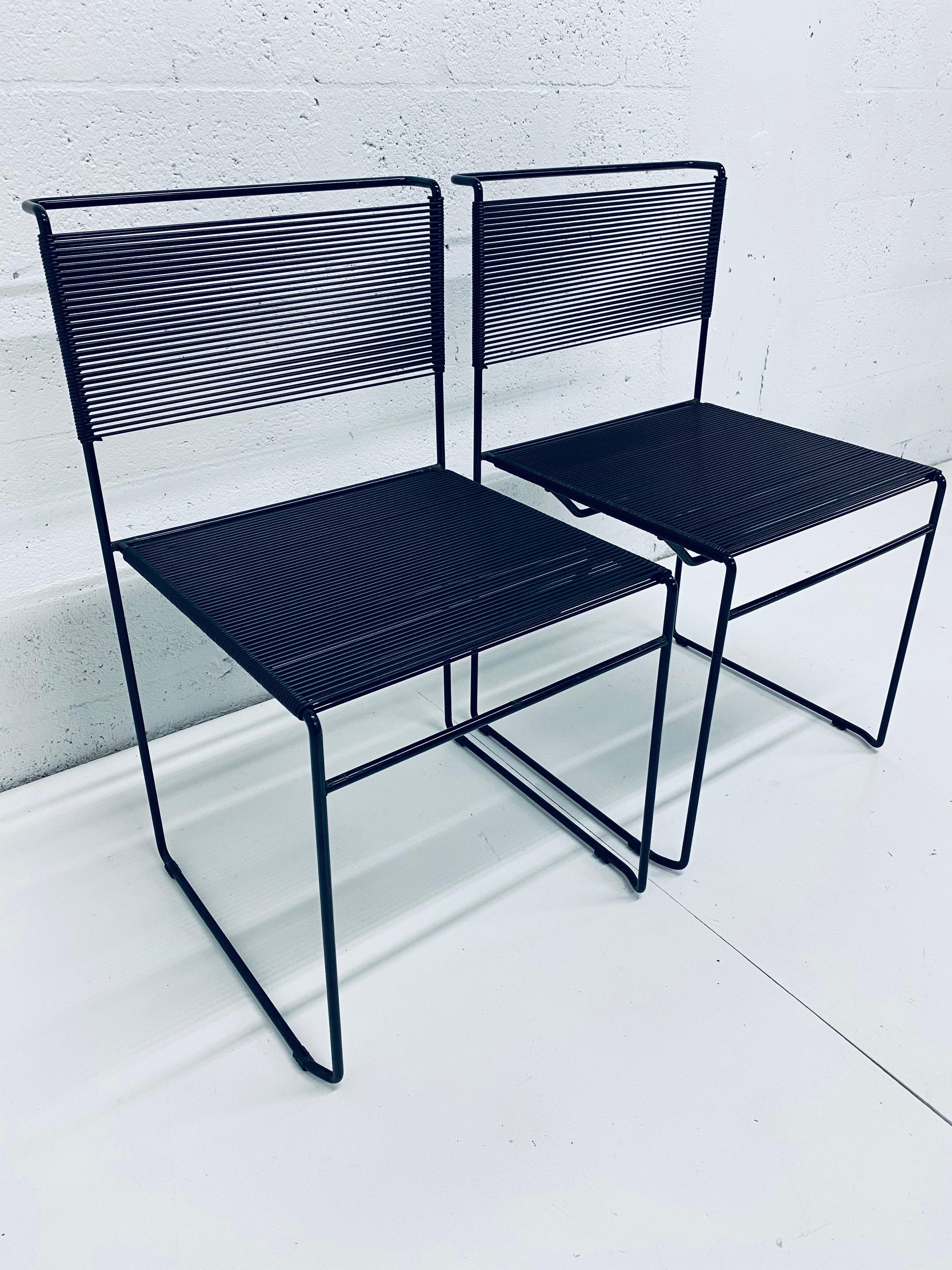 Modern Pair of Black Spaghetti Chairs by Giandomenico Belotti for FlyLine, Italy, 1970s