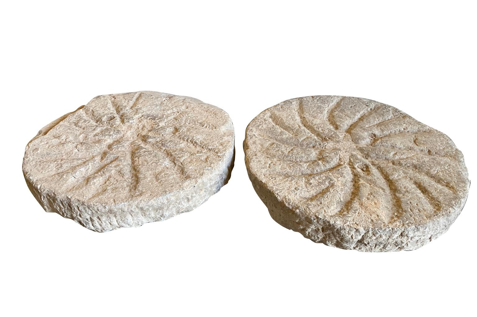 18th Century and Earlier Pair of Spanish 16th Century Stone Markers For Sale