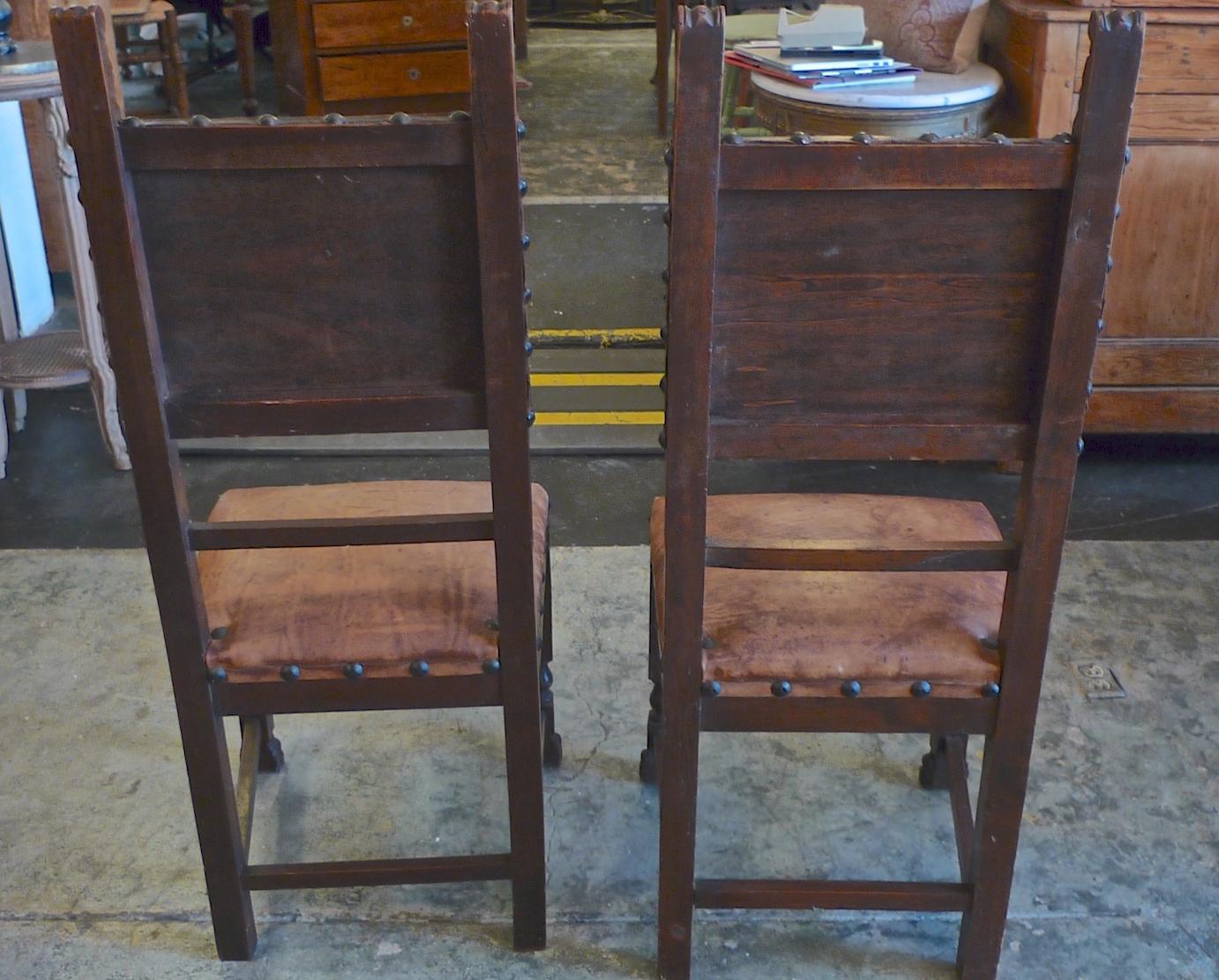 studded high back dining chair