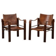 Paire de fauteuils safari espagnols des années 1920