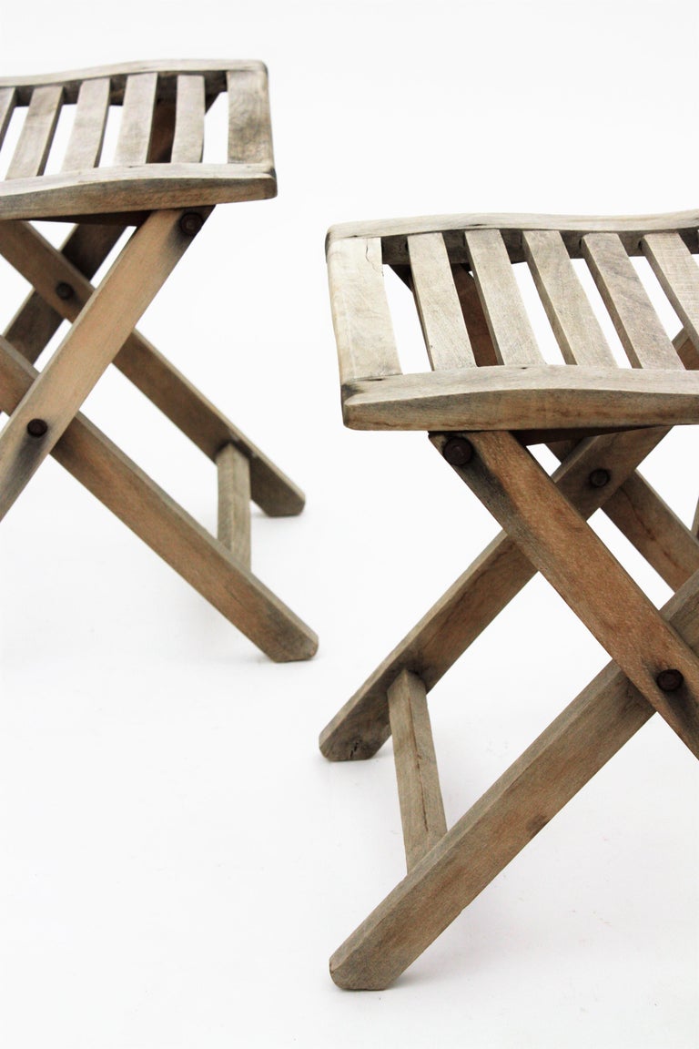 Pair of Spanish 1940s ChildSize Folding Terrace Garden Chairs in