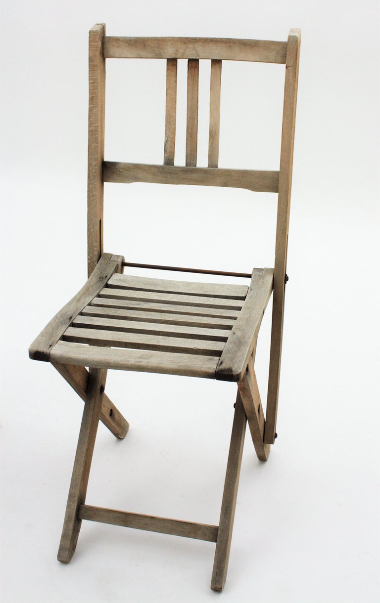 Pair of Spanish 1940s ChildSize Folding Terrace Garden Chairs in