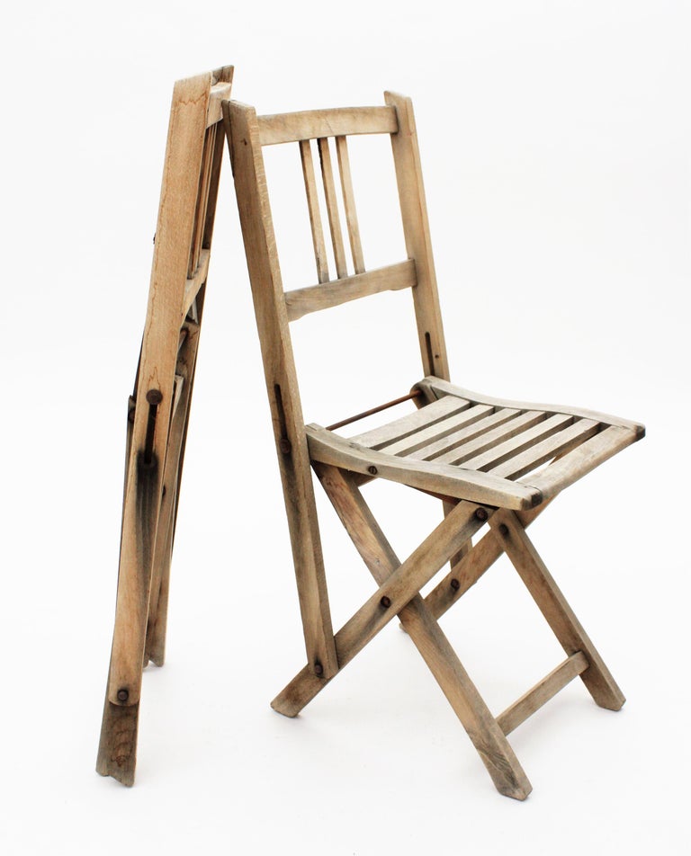 Pair of Spanish 1940s ChildSize Folding Terrace Garden Chairs in