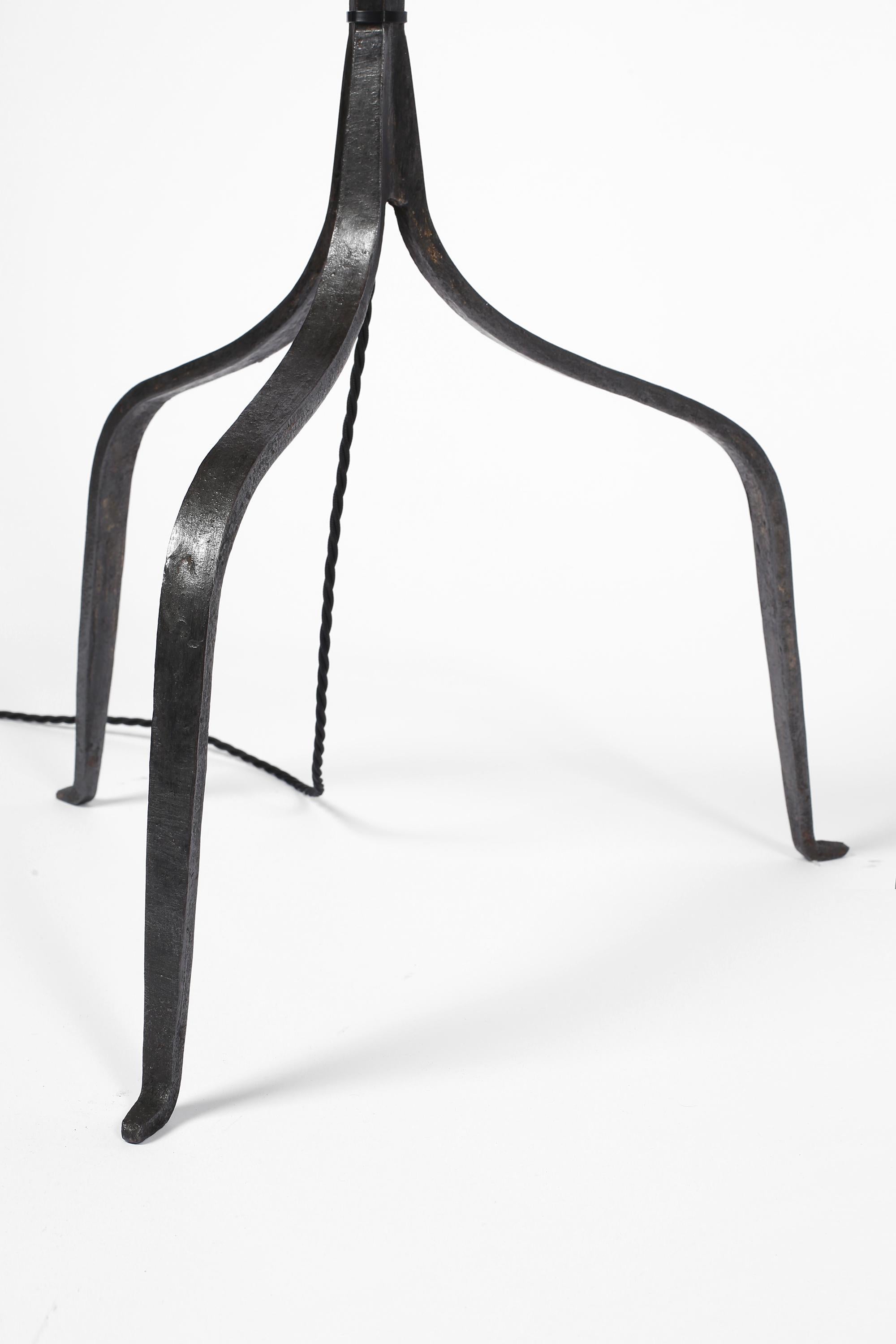 Pair of Spanish 1950s Forged Iron Marolles Style Floor Lamps 6