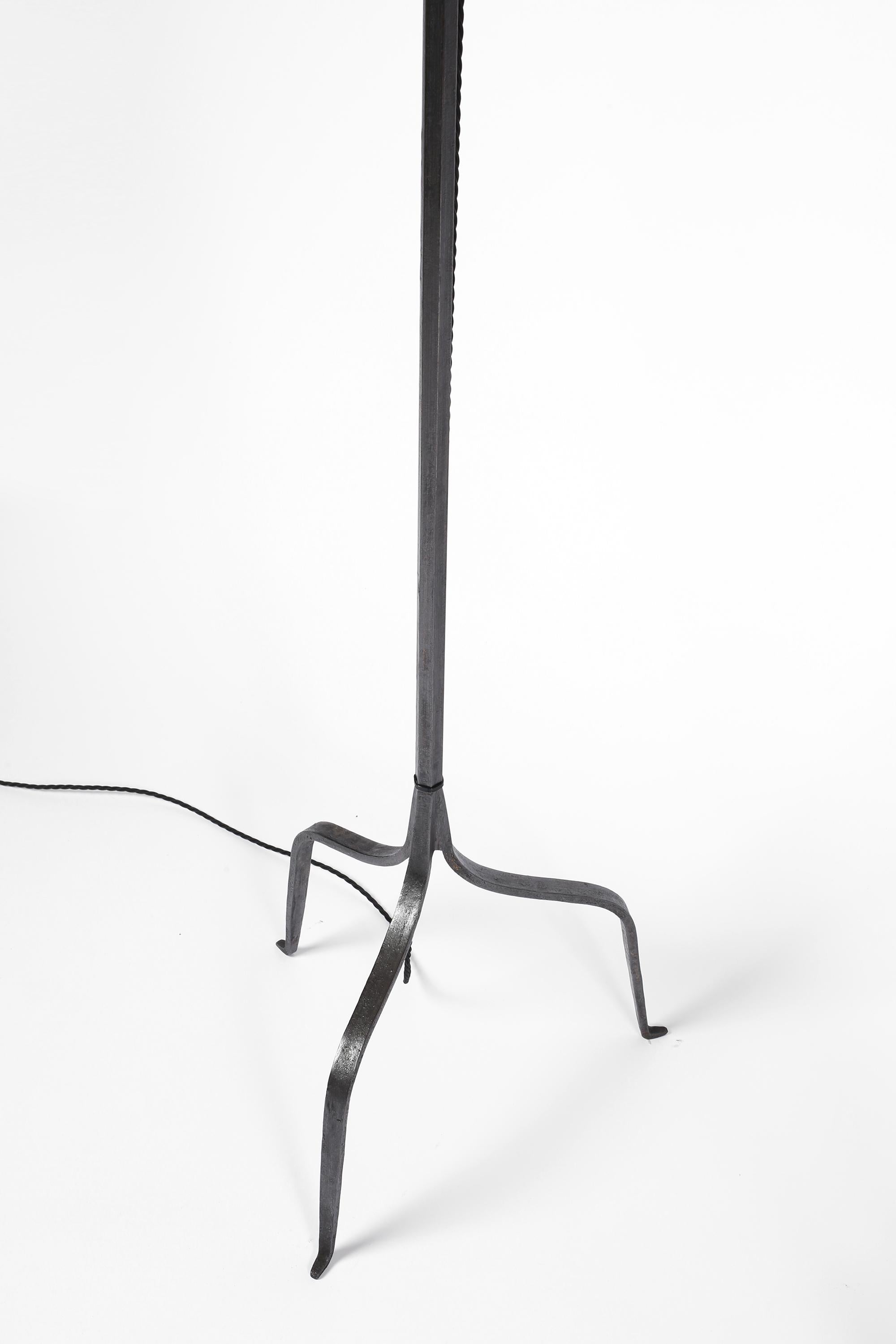 Pair of Spanish 1950s Forged Iron Marolles Style Floor Lamps 2