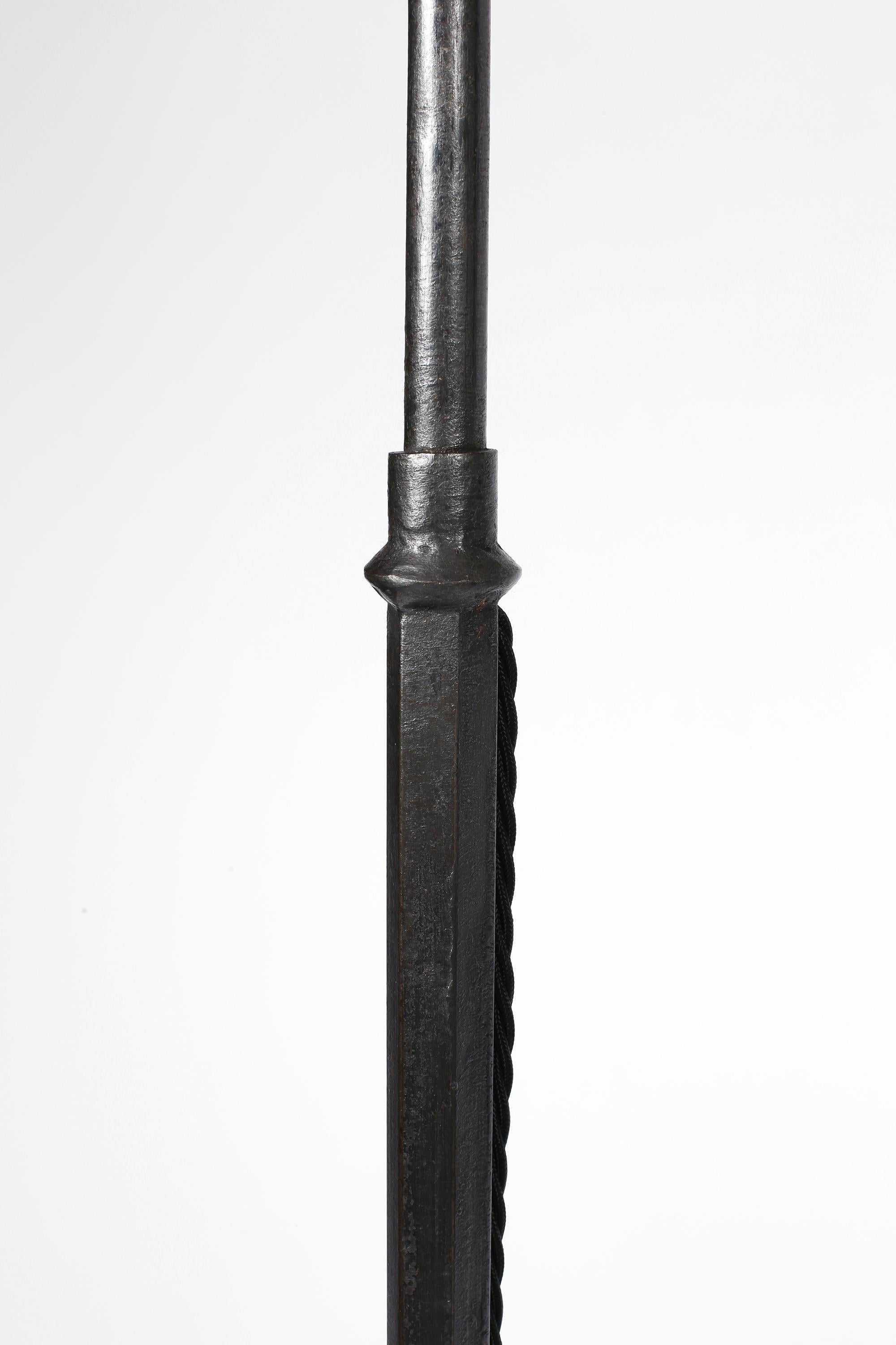 Pair of Spanish 1950s Forged Iron Marolles Style Floor Lamps 3