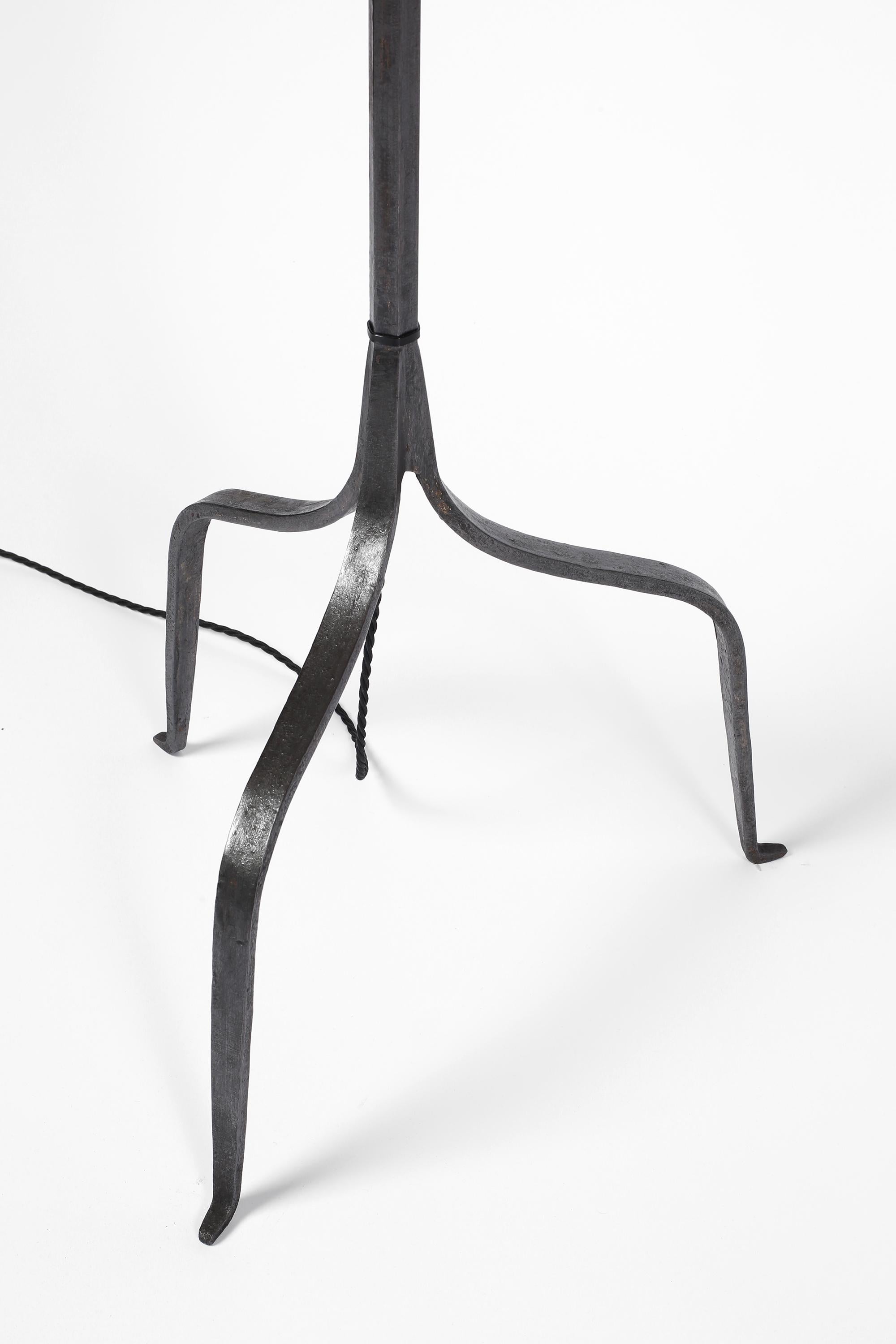 Pair of Spanish 1950s Forged Iron Marolles Style Floor Lamps 4