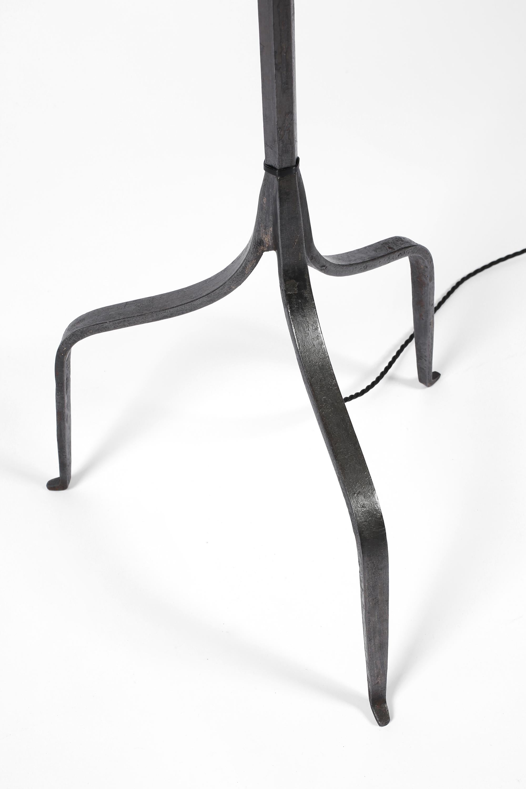 Pair of Spanish 1950s Forged Iron Marolles Style Floor Lamps 5