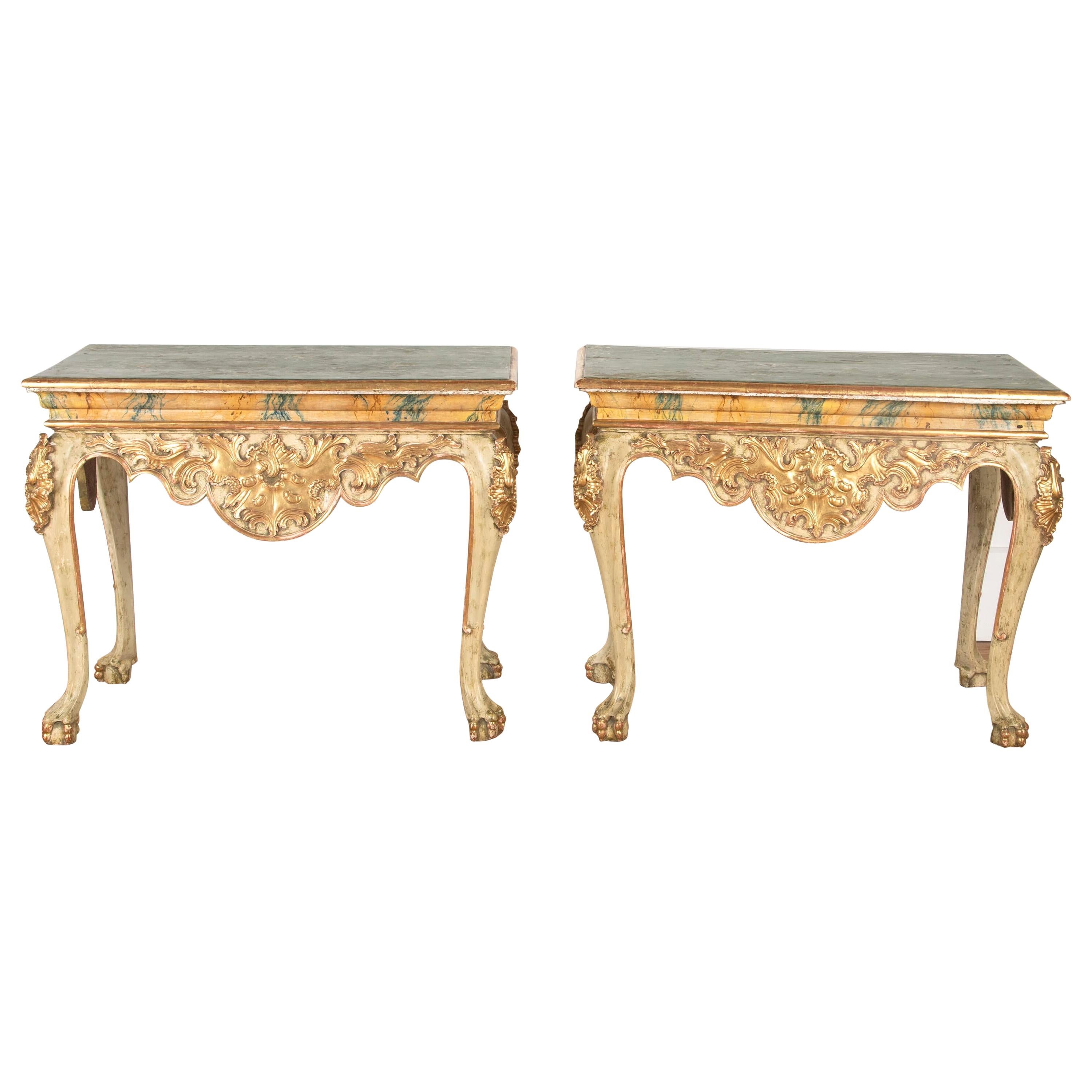 Excellent Pair of 19th Century, Gilded Consoles For Sale at 1stDibs