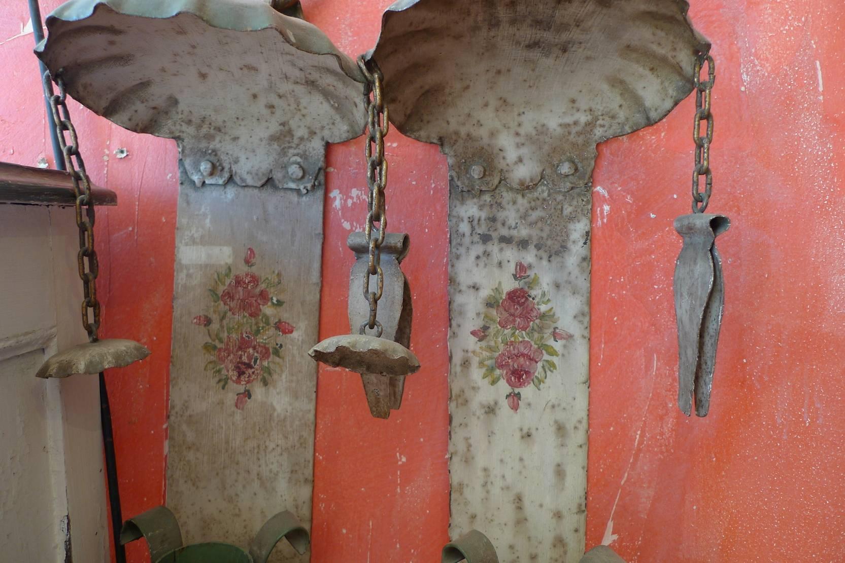 Pair of Spanish 19th Century Painted Iron Wall Sconces 2