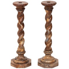 Pair of Spanish Alabaster Candlesticks