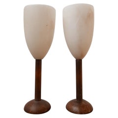 Pair of Spanish Alabaster Mid-Century Goblet Table Lamps Pair of Spanish Alabaster Mid-Century Goblet Table Lamps